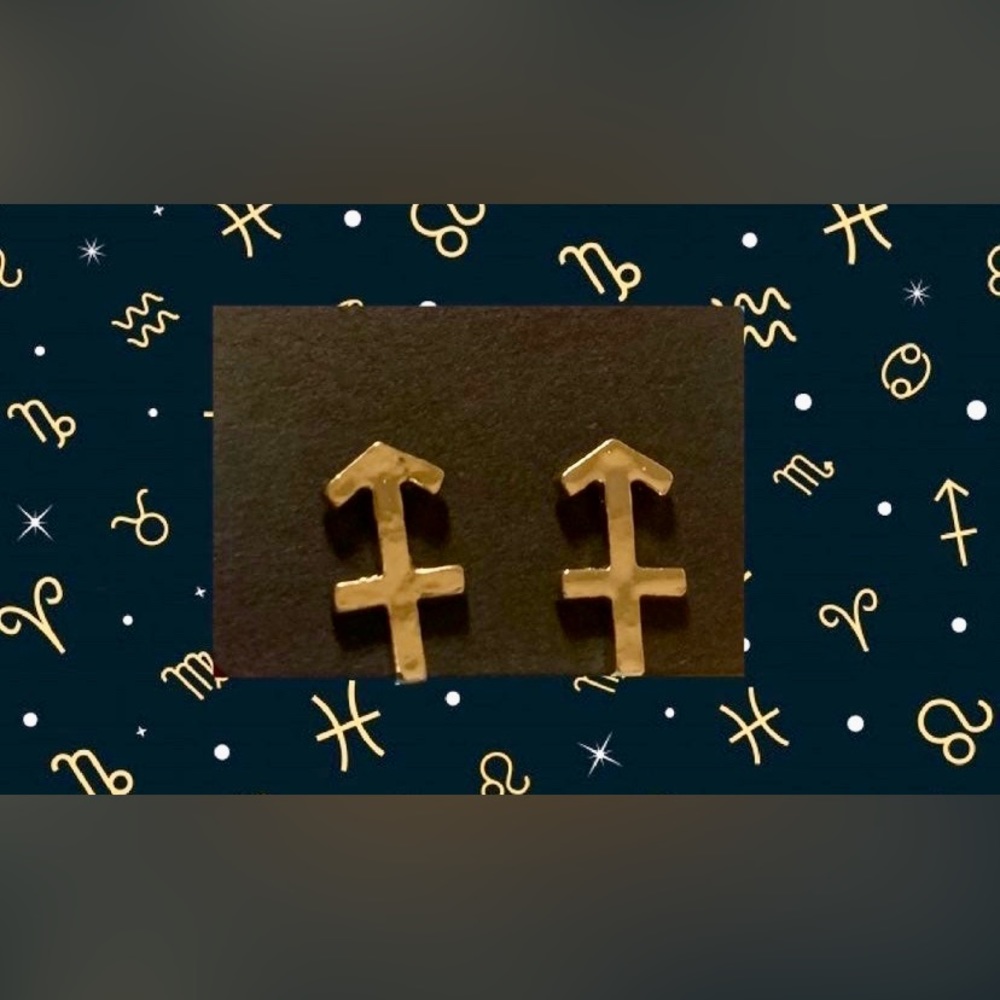 Sagittarius Gold Stud Earrings